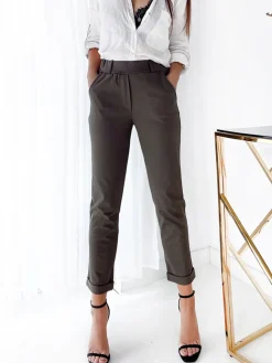 Royalfashion Khaki damskie spodnie typu tregginsy