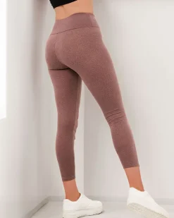 Royalfashion Klasyczne brązowe damskie ciepłe legginsy