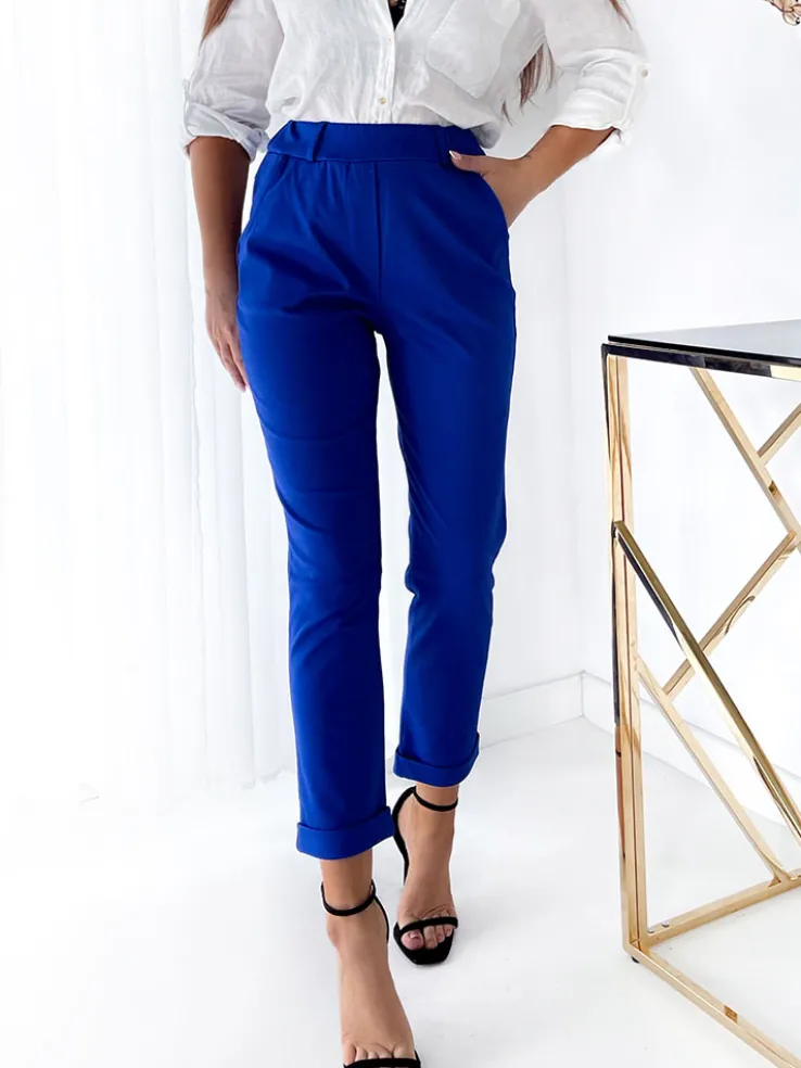 Royalfashion Kobaltowe damskie spodnie typu tregginsy