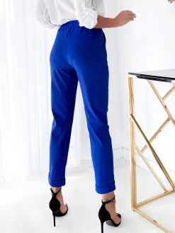 Royalfashion Kobaltowe damskie spodnie typu tregginsy