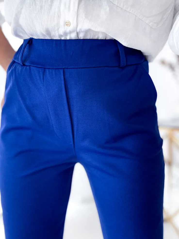 Royalfashion Kobaltowe damskie spodnie typu tregginsy