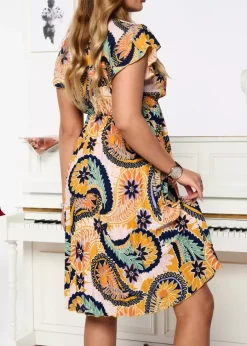 Royalfashion Kolorowa sukienka damska za kolano z printem