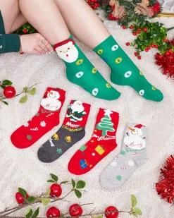 Royalfashion Kolorowe damskie skarpetki ze świątecznym wzorem