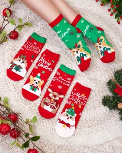 Royalfashion Kolorowe damskie skarpetki ze świątecznym wzorem