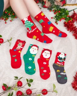 Royalfashion Kolorowe damskie skarpetki ze świątecznym wzorem