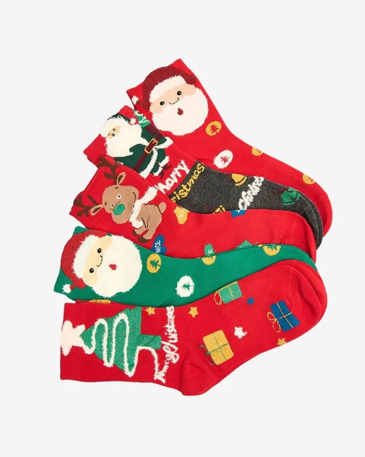 Royalfashion Kolorowe damskie skarpetki ze świątecznym wzorem