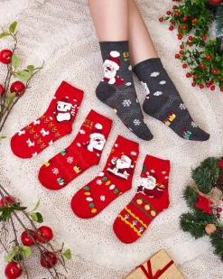 Royalfashion Kolorowe damskie skarpetki ze świątecznym wzorem