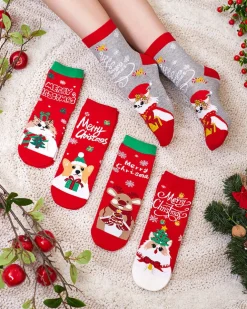 Royalfashion Kolorowe damskie skarpetki ze świątecznym wzorem