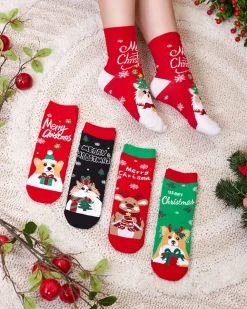 Royalfashion Kolorowe damskie skarpetki ze świątecznym wzorem