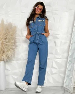 Royalfashion Kombinezon damski z cyrkoniami i perełkami