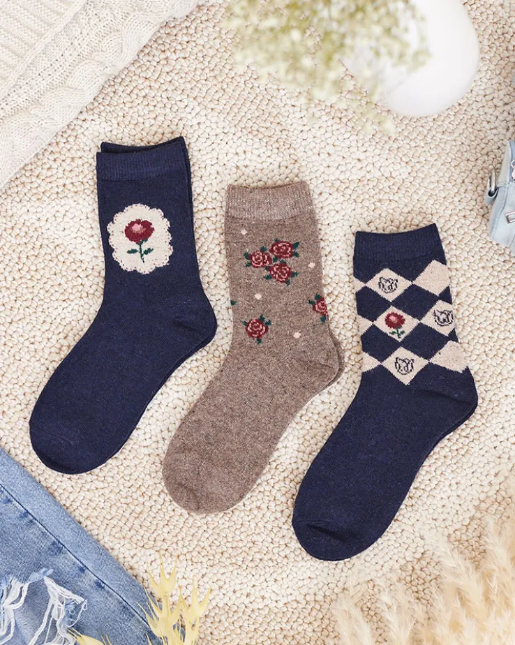 Royalfashion Komplet damskich skarpetek z printem 3/pak