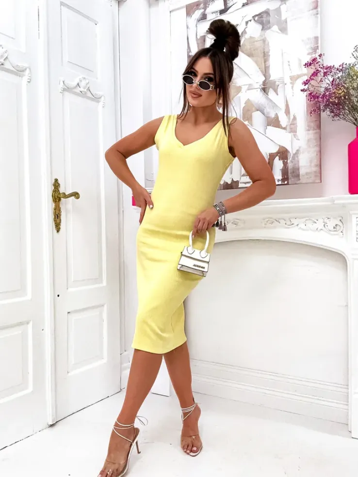 Royalfashion Komplet damski z bluzą odsłaniaj i sukienką do kolan