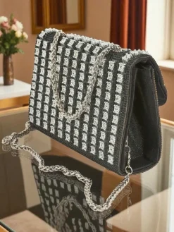 Royalfashion Kopertowa torebka damska z cyrkoniami Elira Dusk