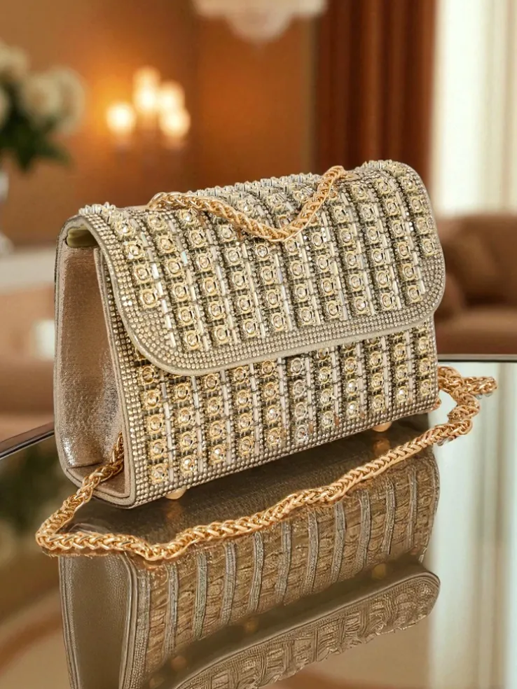 Royalfashion Kopertowa torebka damska z cyrkoniami Elira Dusk