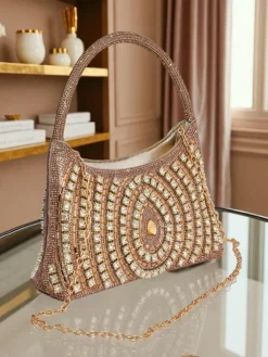 Royalfashion Kopertowa torebka damska z cyrkoniami Sova Glint