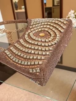 Royalfashion Kopertowa torebka damska z cyrkoniami Sova Glint