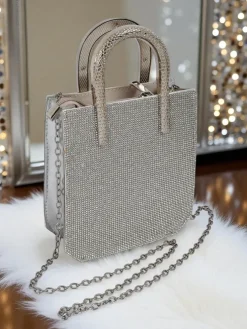 Royalfashion Kopertowa torebka damska z cyrkoniami i rączkami węża Snake Glam