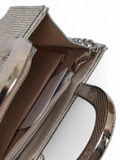 Royalfashion Kopertowa torebka damska z cyrkoniami i rączkami węża Snake Glam