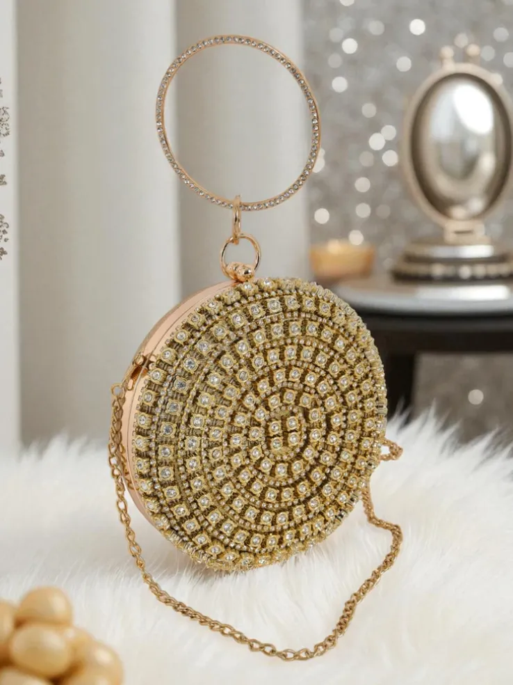 Royalfashion Kopertowa torebka damska z cyrkoniami Elira Noir