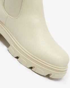 Royalfashion Kremowe damskie kozaki do połowy łydki Vebissa