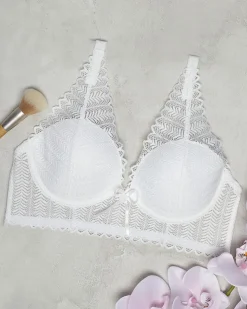 Royalfashion Kremowy damski biustonosz koronkowy