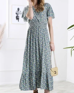 Royalfashion Kwiecista damska sukienka midi