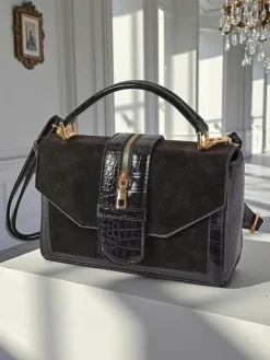 Royalfashion Lakierowana mała damska torebka z eko skóry ShineTrace Tote