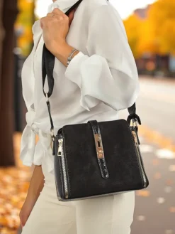 Royalfashion Lakierowana mała damska torebka z eko skóry ShineTrace Tote