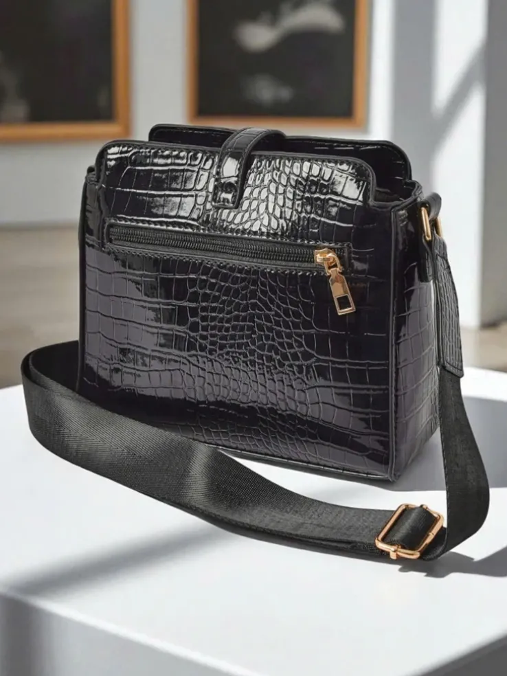 Royalfashion Lakierowana mała damska torebka z eko skóry ShineTrace Tote