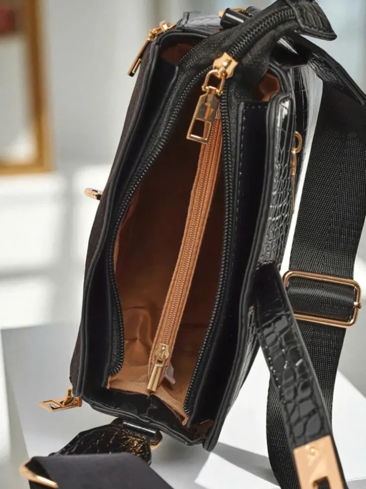 Royalfashion Lakierowana mała damska torebka z eko skóry ShineTrace Tote