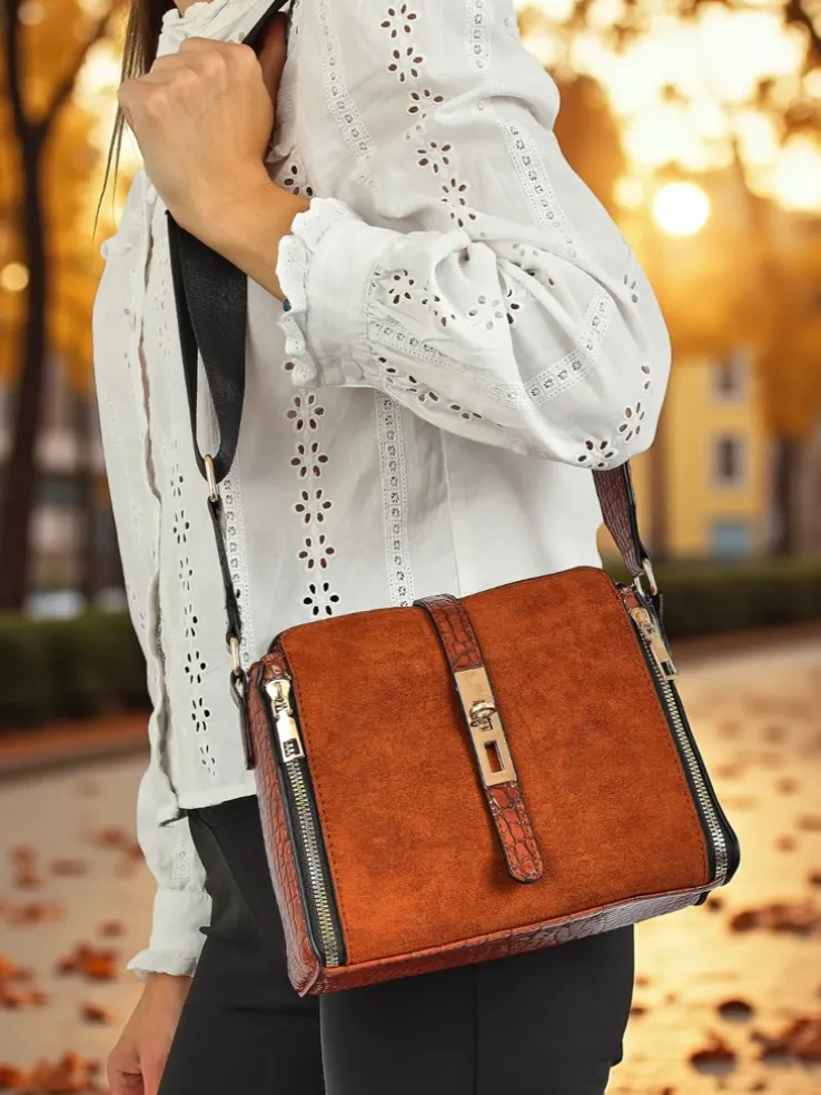 Royalfashion Lakierowana mała damska torebka z eko skóry ShineTrace Tote