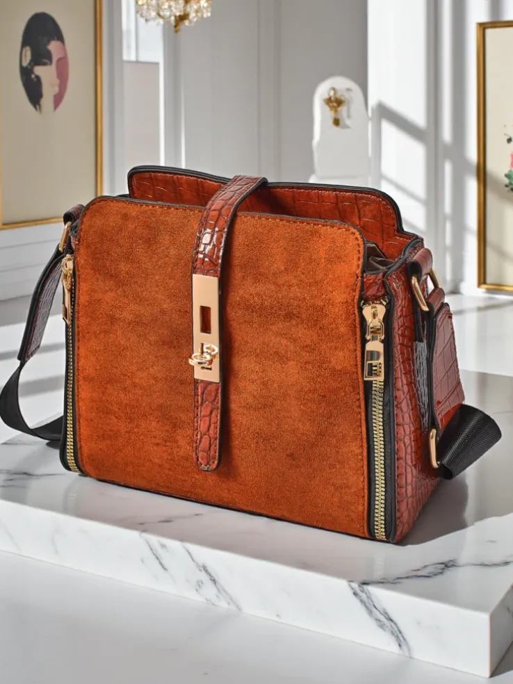 Royalfashion Lakierowana mała damska torebka z eko skóry ShineTrace Tote