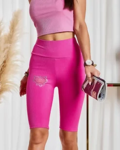 Royalfashion Legginsy damskie kolarki w kolorze fuksjowym