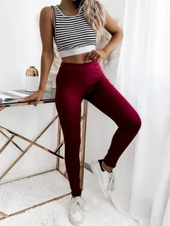 Royalfashion Legginsy damskie w kolorze bordowym