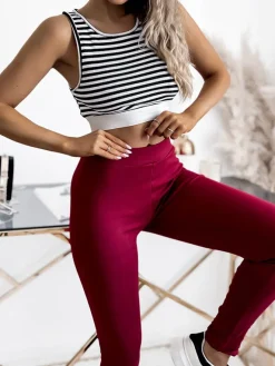 Royalfashion Legginsy damskie w kolorze bordowym