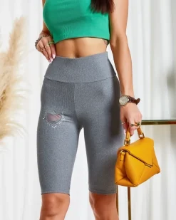Royalfashion Legginsy damskie kolarki w kolorze szarym