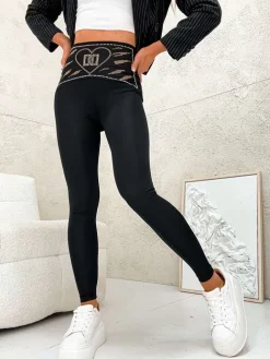 Royalfashion Legginsy damskie z cyrkoniami