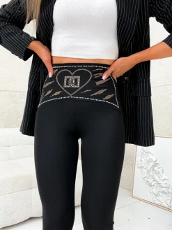 Royalfashion Legginsy damskie z cyrkoniami