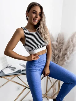 Royalfashion Legginsy damskie w kolorze niebieskim PLUS SIZE