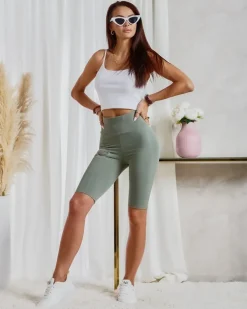 Royalfashion Legginsy damskie kolarki w kolorze khaki