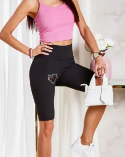 Royalfashion Legginsy damskie kolarki w kolorze czarnym