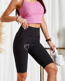 Royalfashion Legginsy damskie kolarki w kolorze czarnym