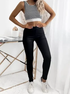 Royalfashion Legginsy damskie w kolorze czarnym