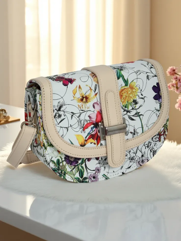 Royalfashion Mała damska torebka z eko skóry w kwiaty Ori Elle