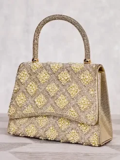 Royalfashion Mała torebka damska z cyrkoniami i perełkami