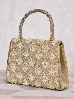 Royalfashion Mała torebka damska z cyrkoniami i perełkami