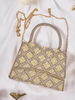 Royalfashion Mała torebka damska z cyrkoniami i perełkami