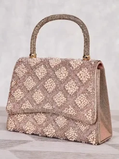 Royalfashion Mała torebka damska z cyrkoniami i perełkami