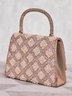 Royalfashion Mała torebka damska z cyrkoniami i perełkami