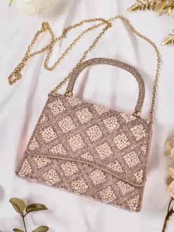 Royalfashion Mała torebka damska z cyrkoniami i perełkami